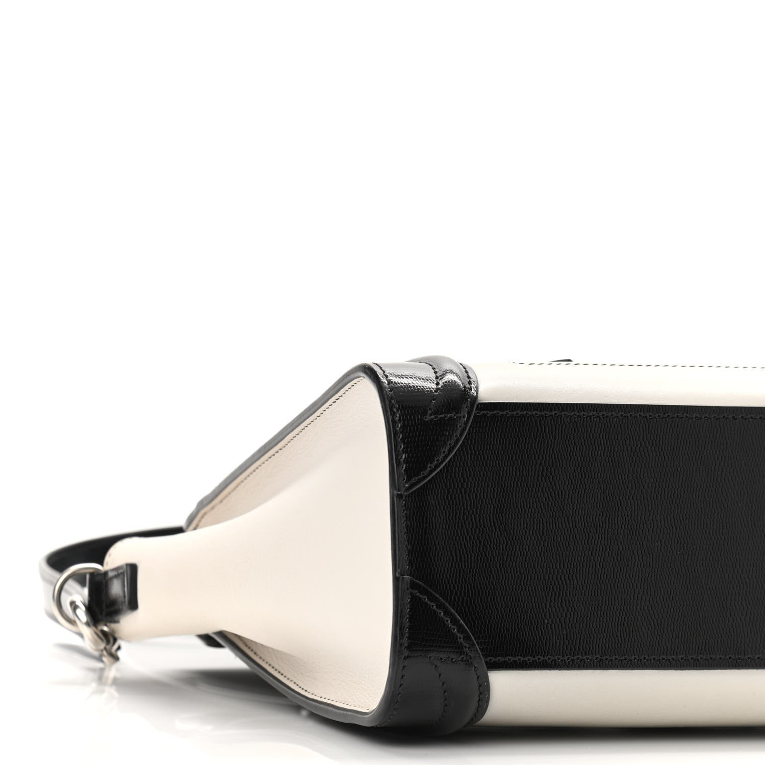 Celine Smooth Calfskin Lizard Embossed Nano Luggage White Black 8 of 9