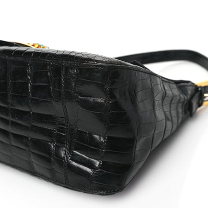 Fendi Crocodile Beaded Gecko Mama Baguette Black 10 of 11