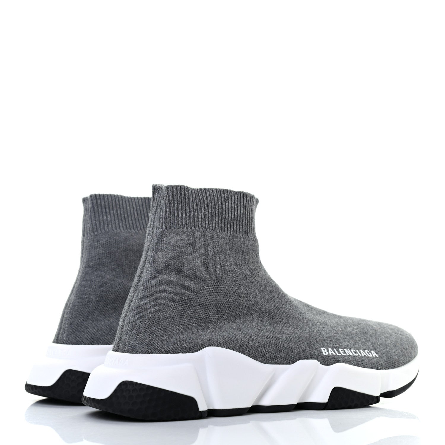 Balenciaga Sweatshirt Knit Bi-Color Sole Womens Speed Sneakers 38 Grey White Black 4 of 8