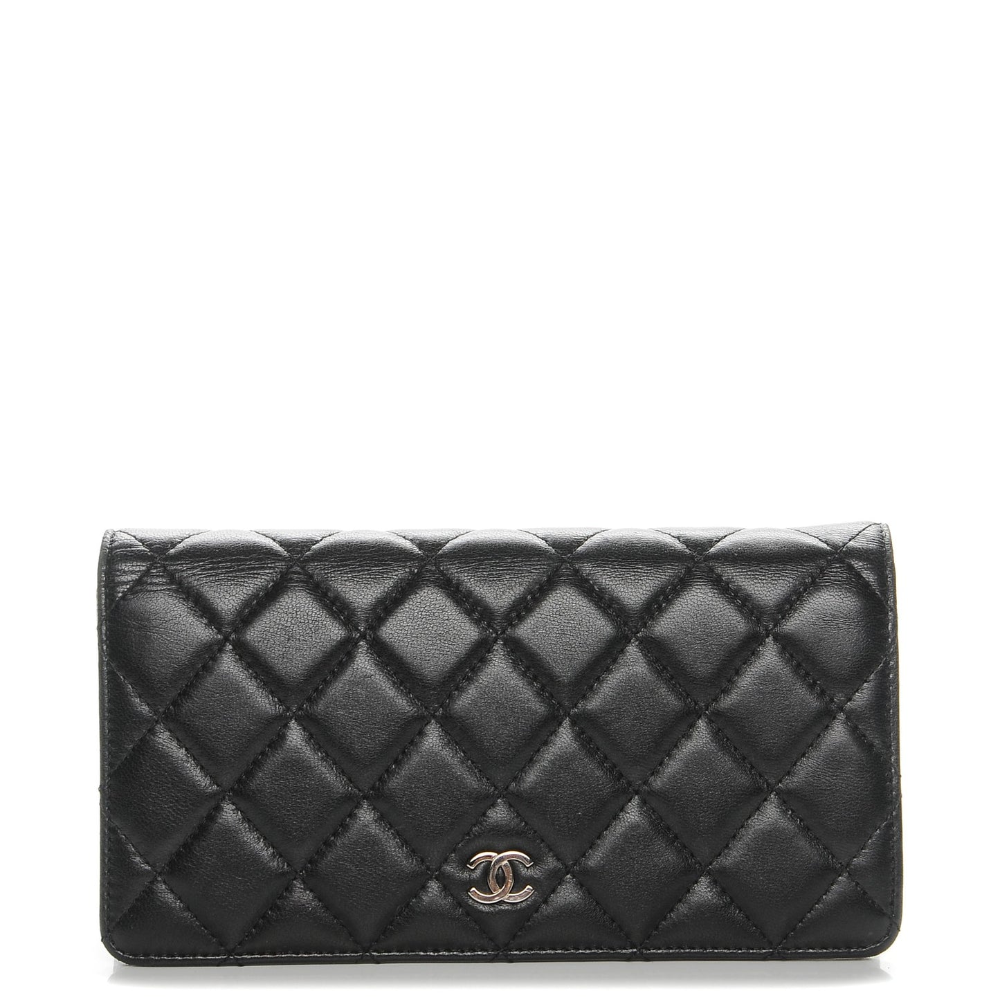 Lambskin Quilted Yen Wallet Black