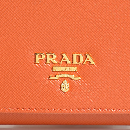 Prada Saffiano Metal Oro Chain Wallet Papaya 9 of 9