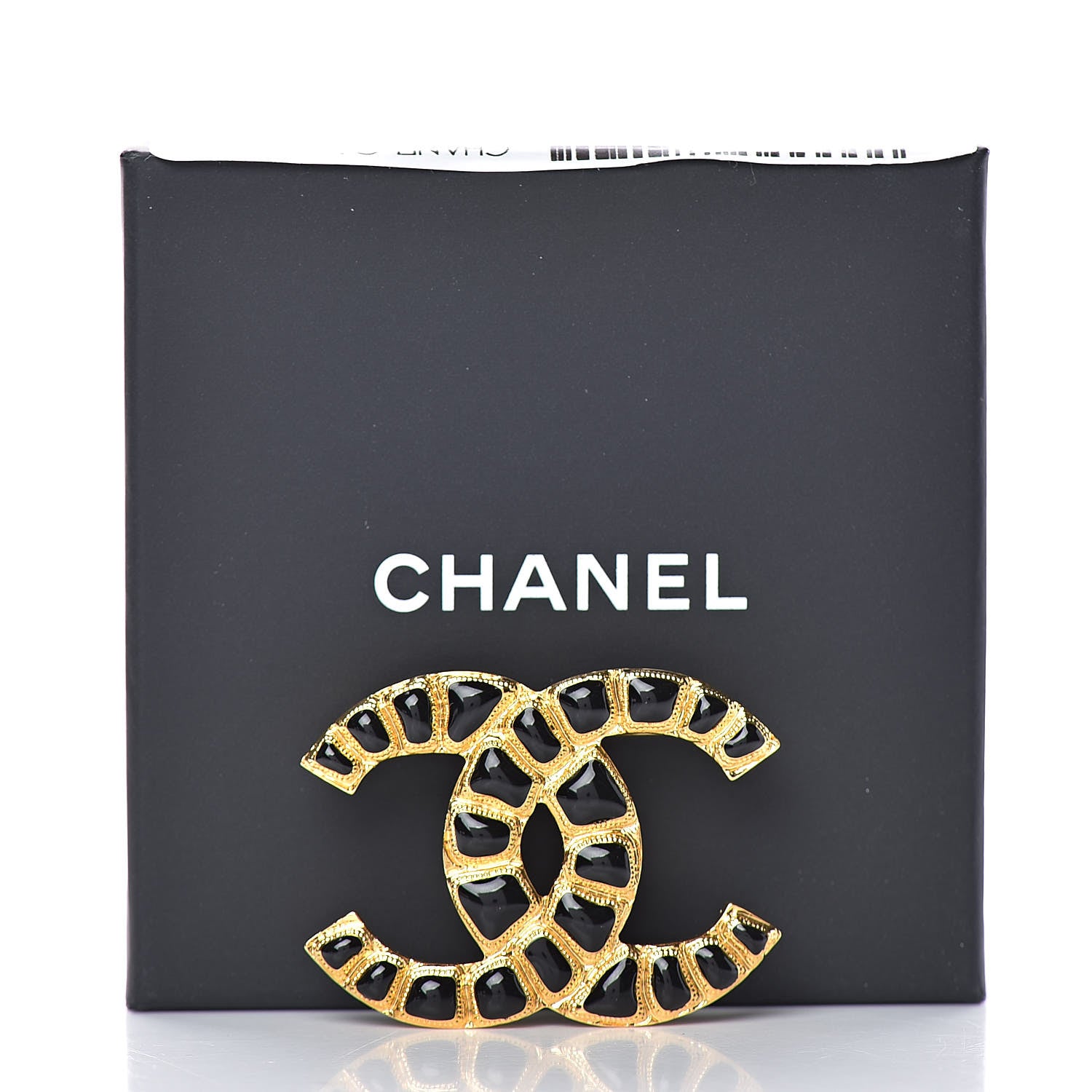 Chanel Gripoix Poured Glass Along The Nile CC Brooch Black Gold 5 of 5
