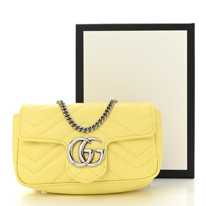 Gucci Calfskin Matelasse Super Mini GG Marmont Shoulder Bag Banana 12 of 12