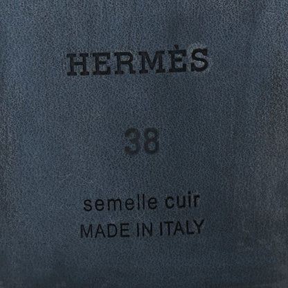 Hermes Metallic Epsom Oran Sandals 38 Gris Argente 7 of 8