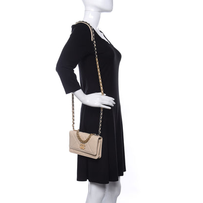 Chanel Goatskin Quilted Chanel 19 Wallet On Chain WOC Light Beige 2 of 10