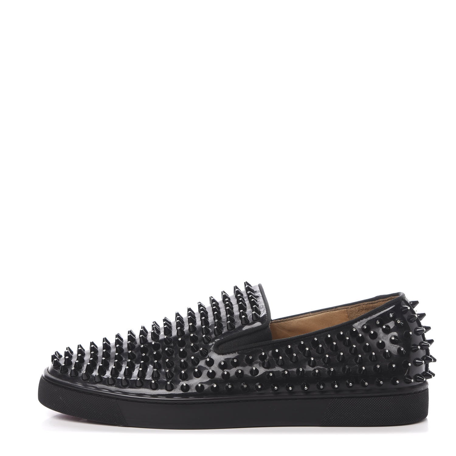 Christian Louboutin Patent Spikes Mens Galactokai Flat 44 Black Lucido 1 of 14