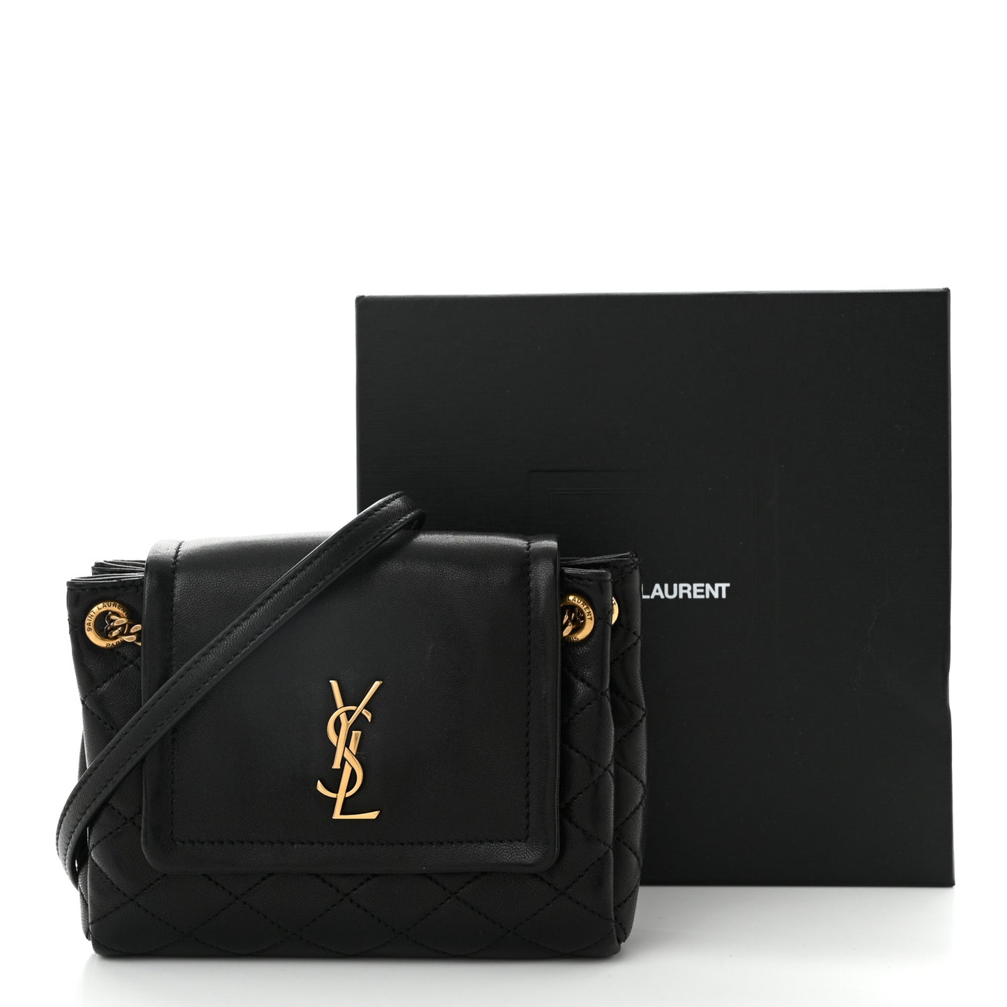Lambskin Quilted Monogram Mini Nolita Black