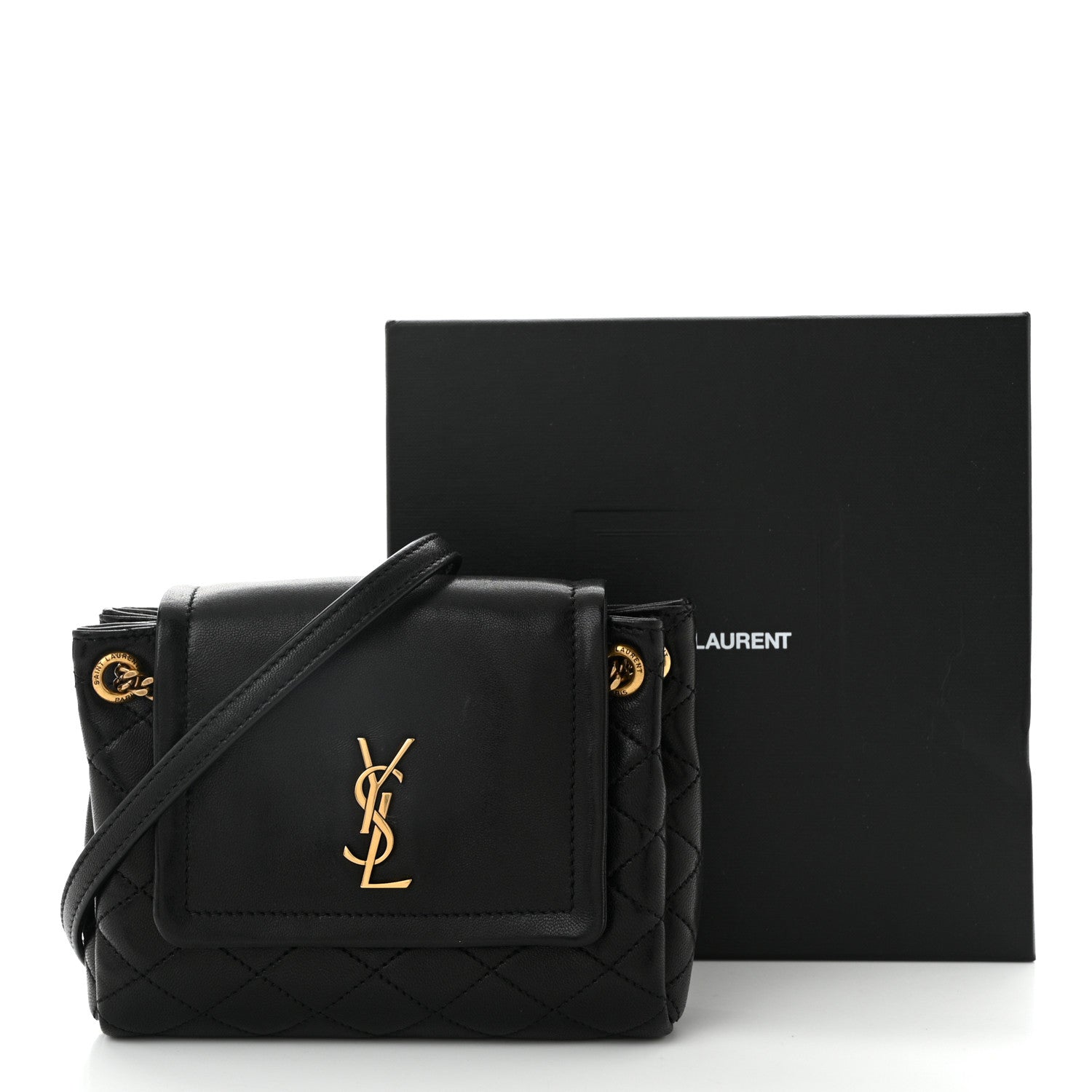 Saint Laurent Lambskin Quilted Monogram Mini Nolita Black 12 of 12