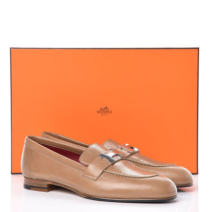 Hermes Goatskin Womens Paris Loafers 36.5 Etoupe 9 of 9