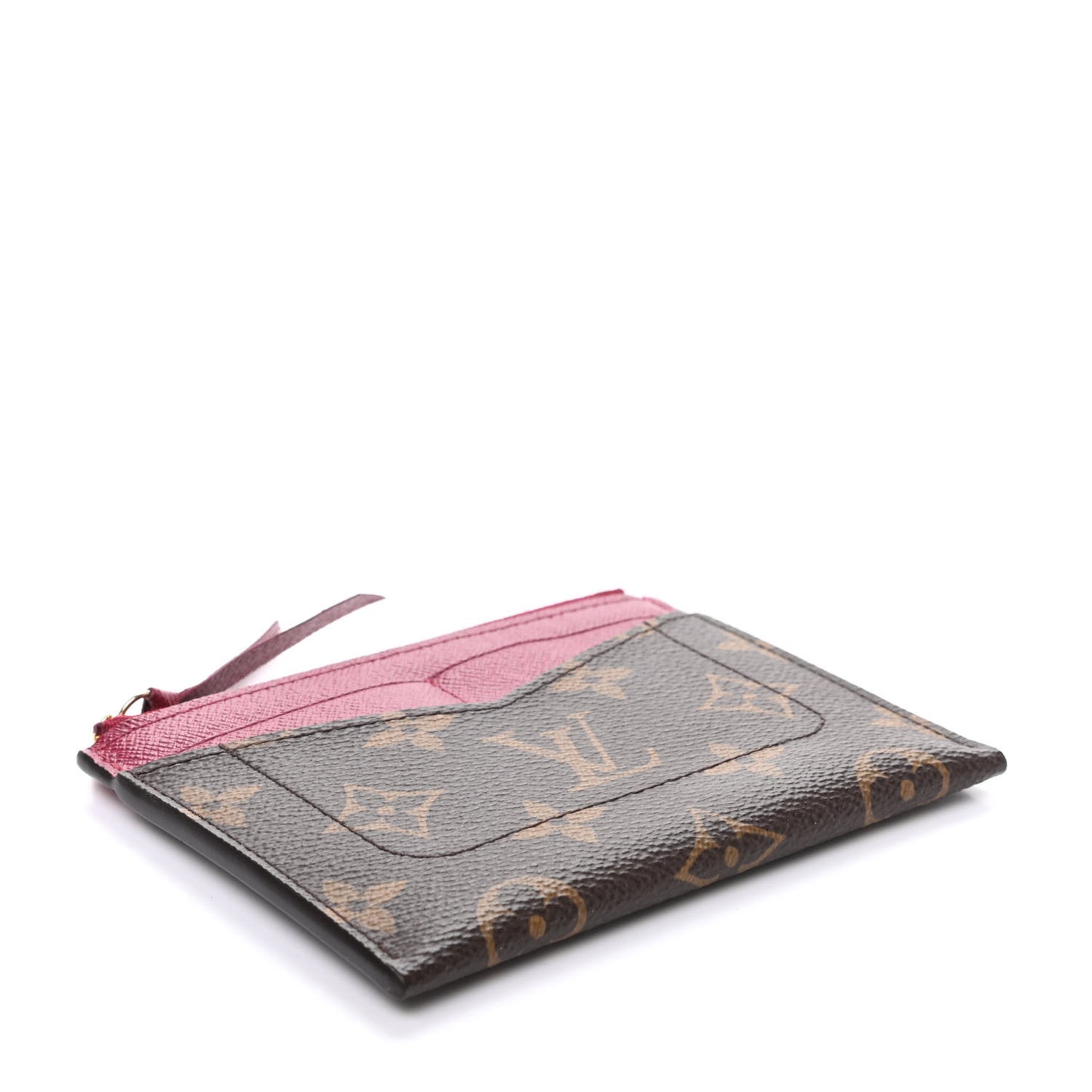 Monogram Zipped Card Holder Fuchsia
