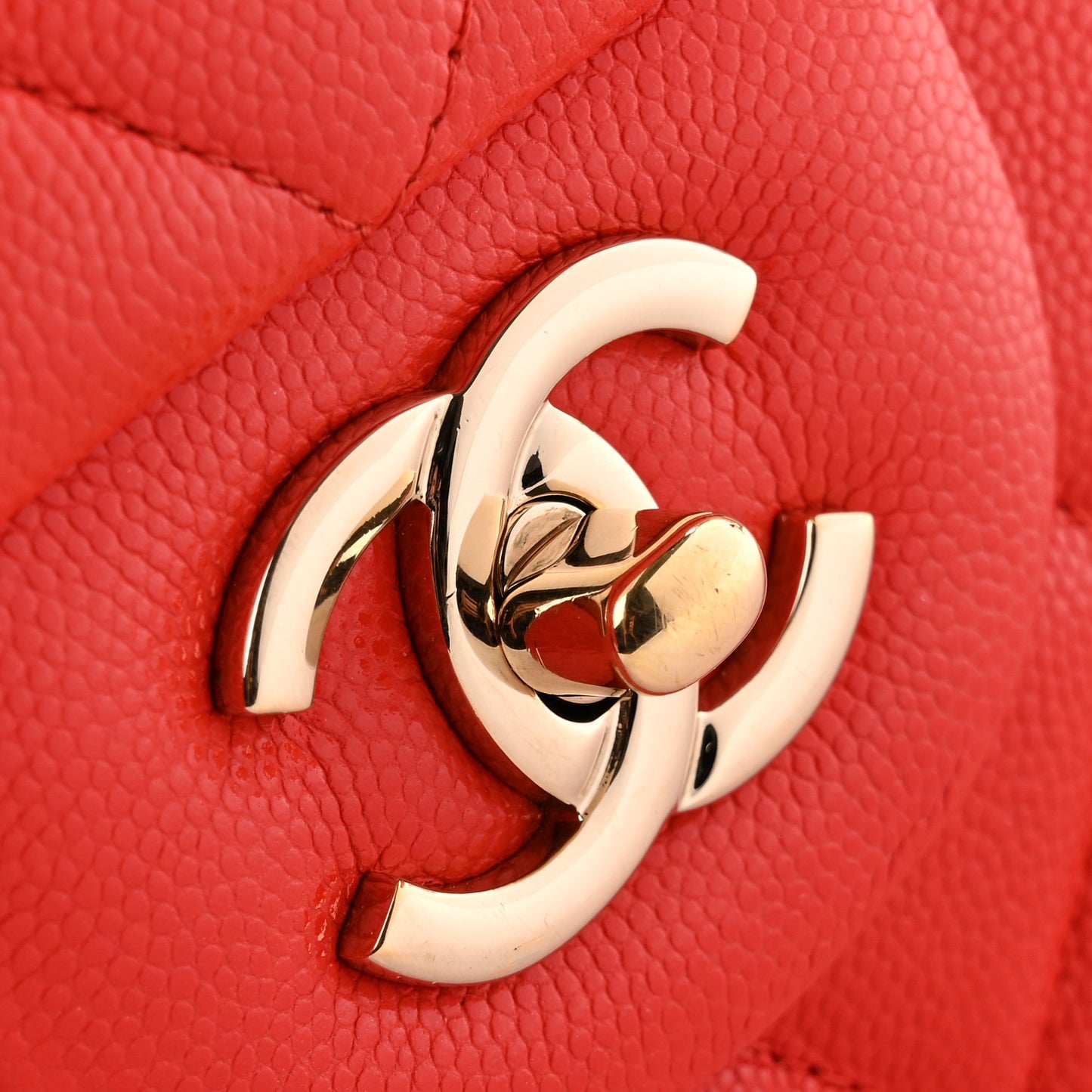 Caviar Quilted Jumbo Double Flap Red