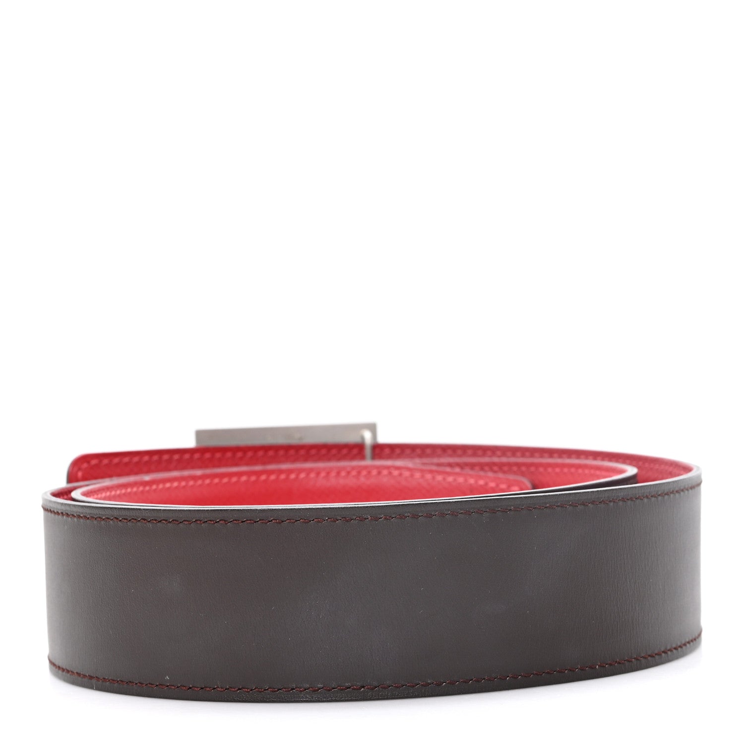Hermes Swift Epsom Medor H Belt 85 34 Chocolate Rouge Casaque 2 of 4