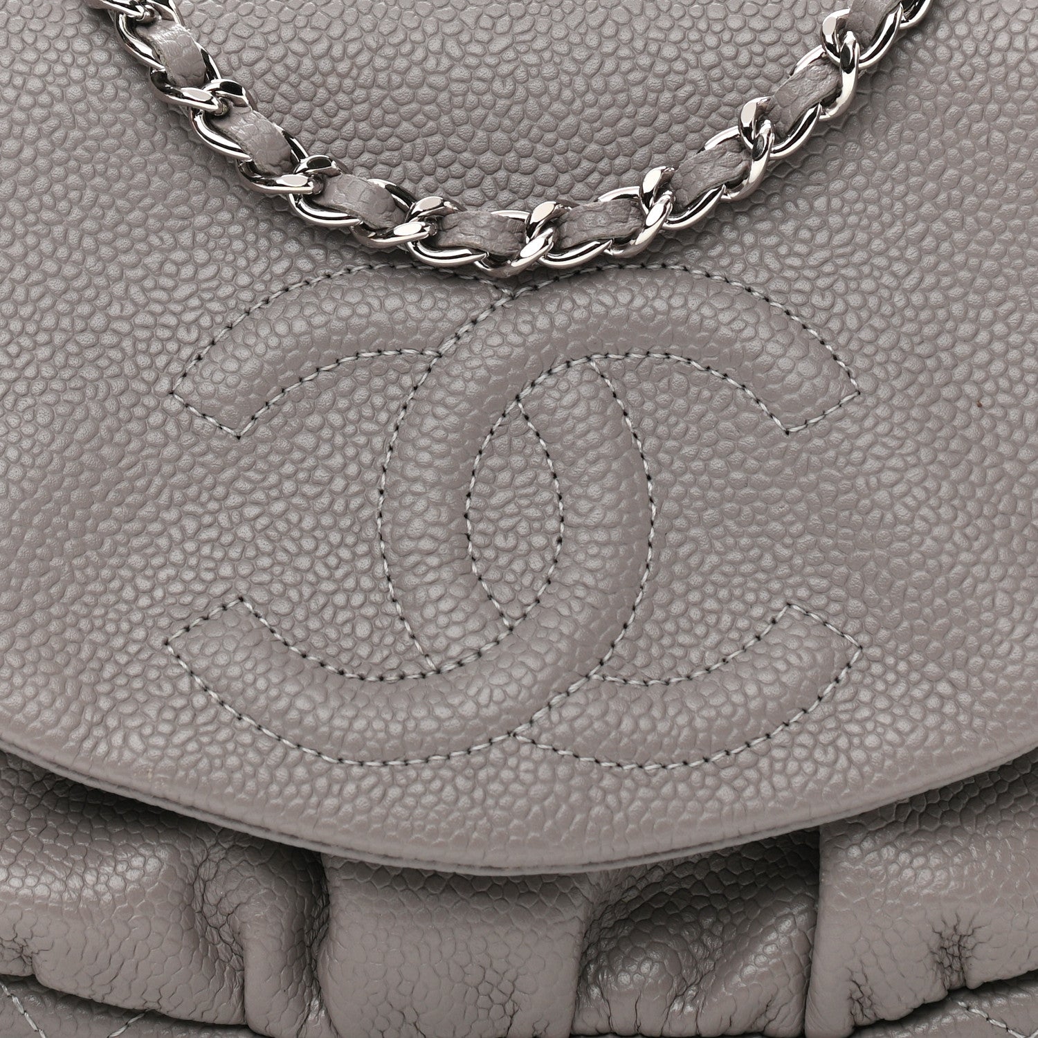 Chanel Caviar Half Moon Wallet On Chain WOC Light Grey 9 of 12