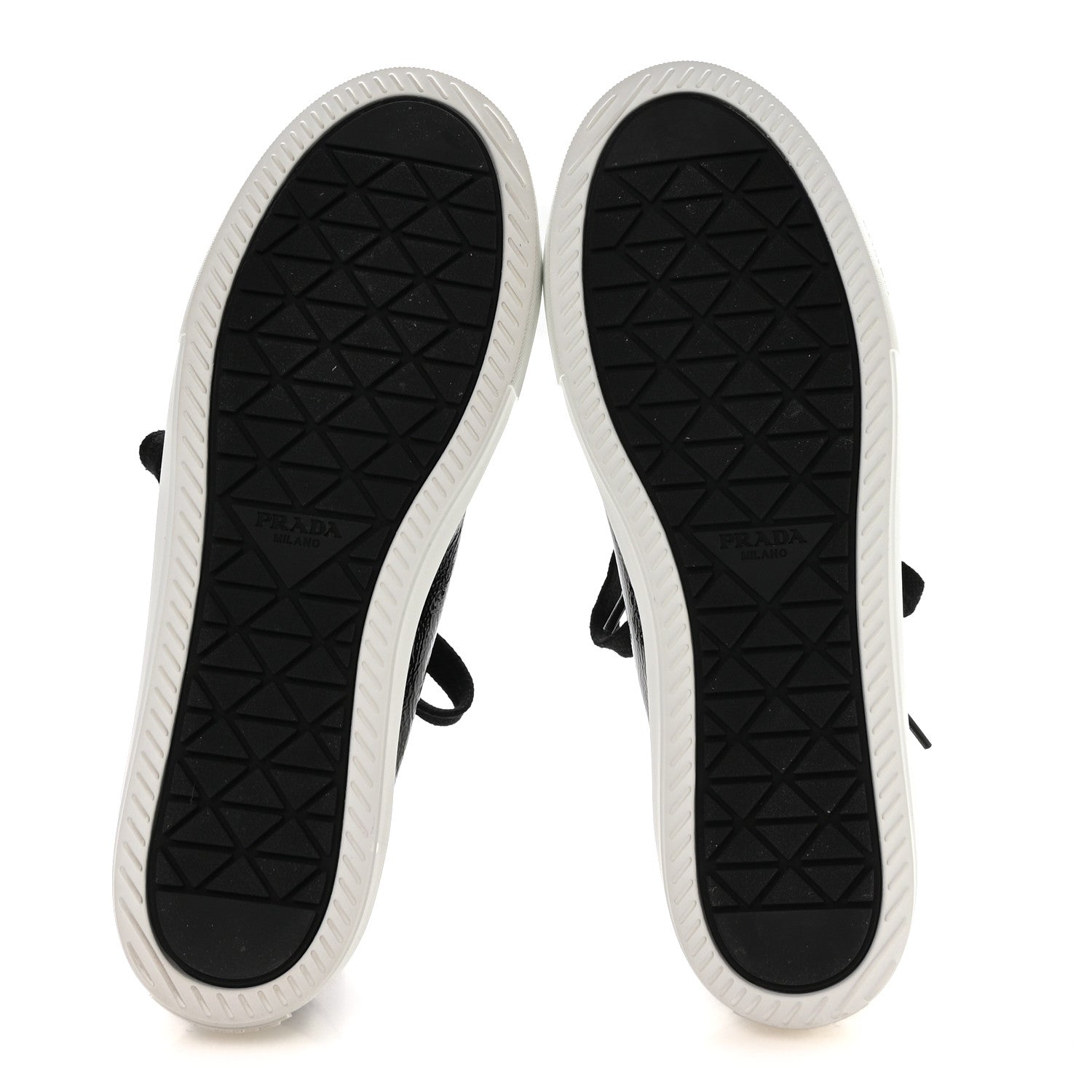 Prada Patent Naplak Triangle Logo Womens Low Top Sneakers 39.5 Black White 6 of 8