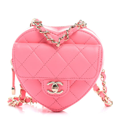 Chanel Lambskin Quilted CC In Love Heart Waist Belt Bag With Chain Pink 1 of 12
