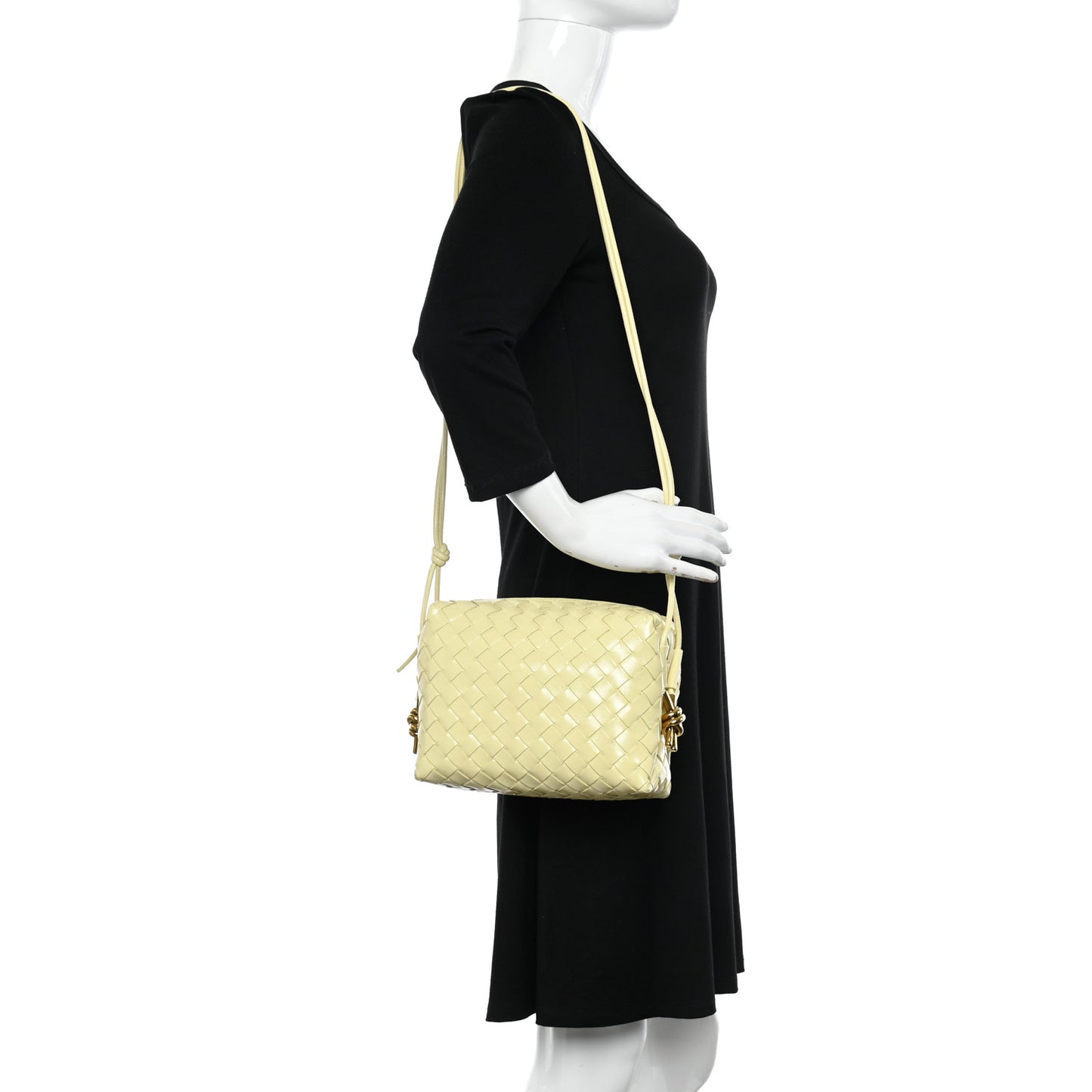 Nappa Intrecciato Metallic Knot Small Loop Crossbody Bag Ice Cream
