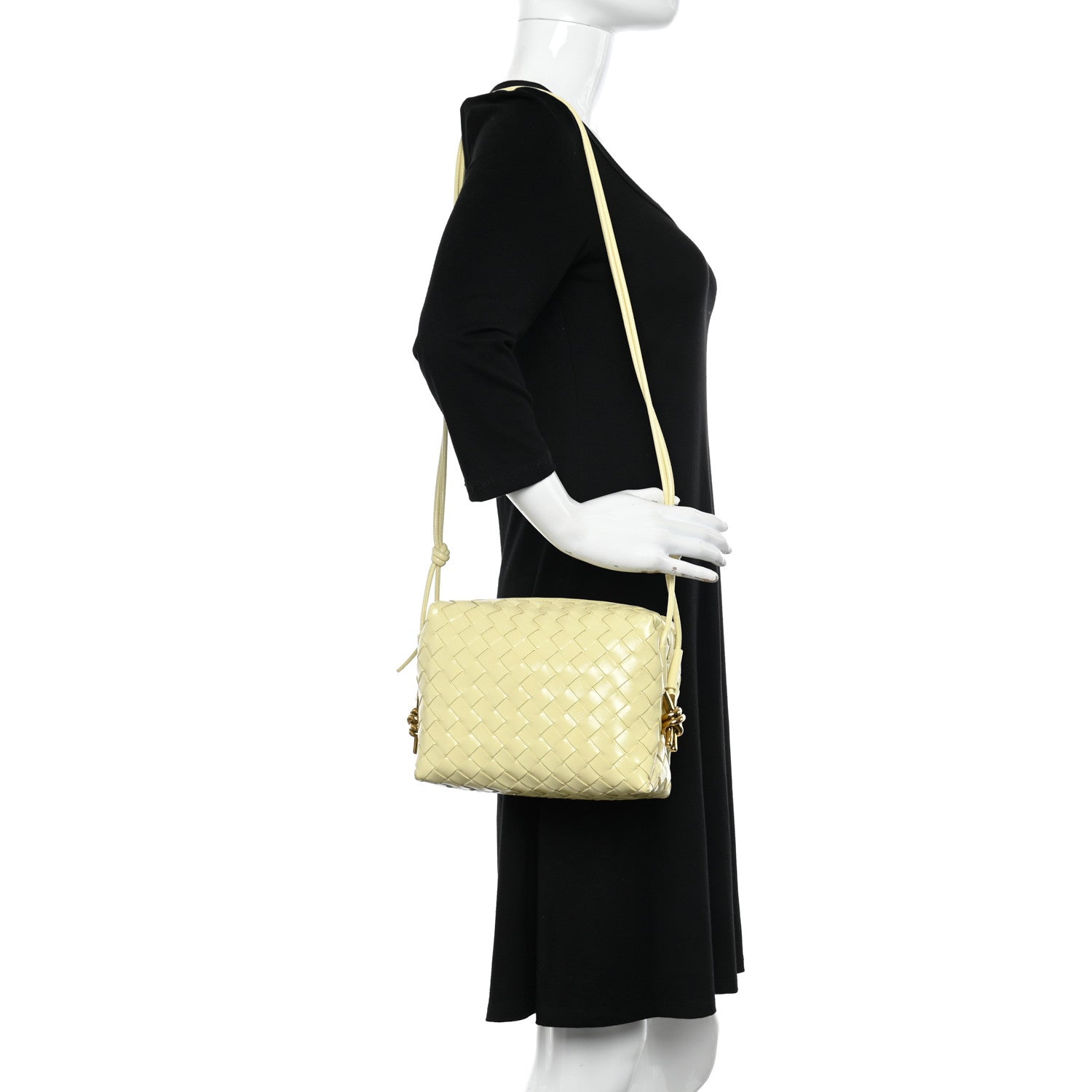 Bottega Veneta Nappa Intrecciato Metallic Knot Small Loop Crossbody Bag Ice Cream 2 of 9