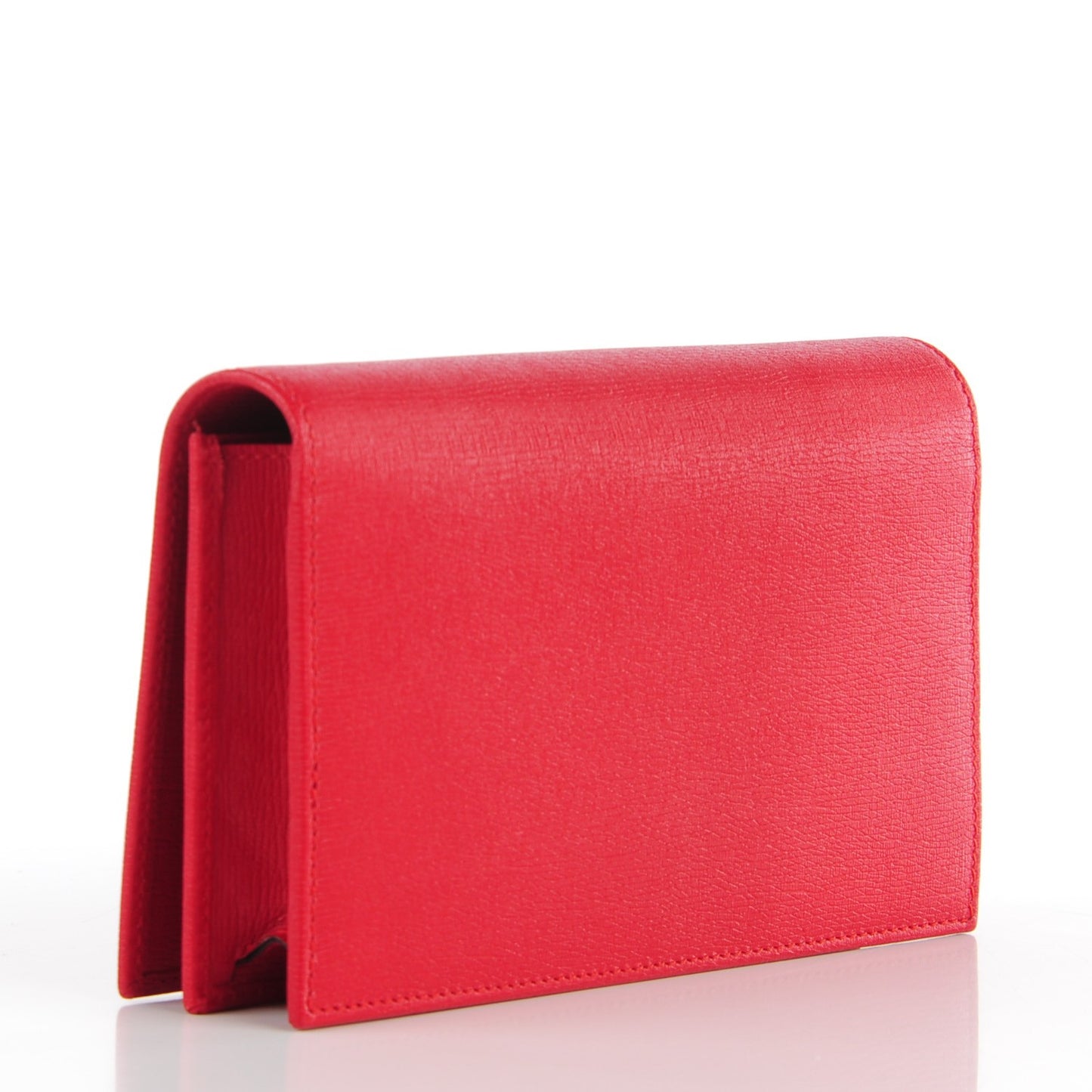 Textured Calfskin Medium Betty Chain Wallet Tabasco Red