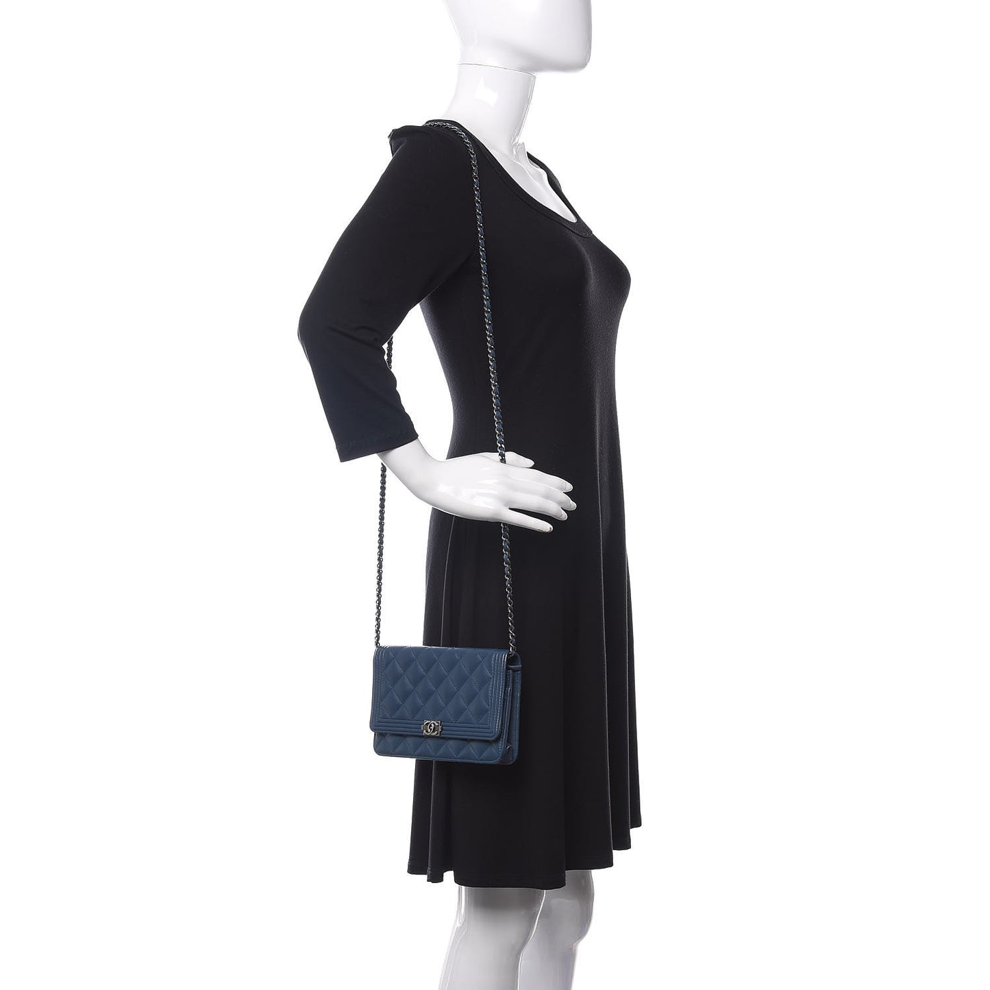 Lambskin Quilted Boy Wallet On Chain WOC Blue