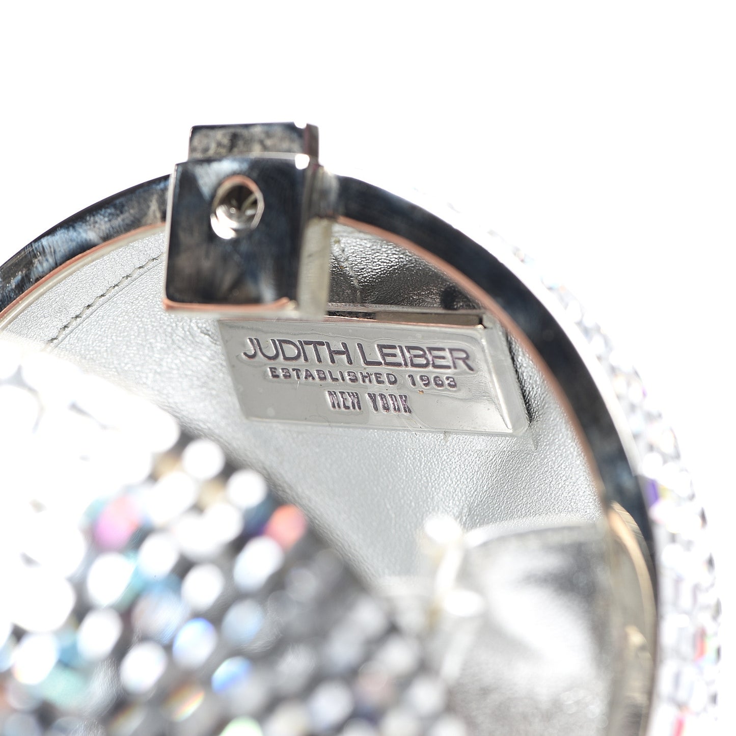 Swarovski Crystal Disco Ball Minaudiere Clutch Silver