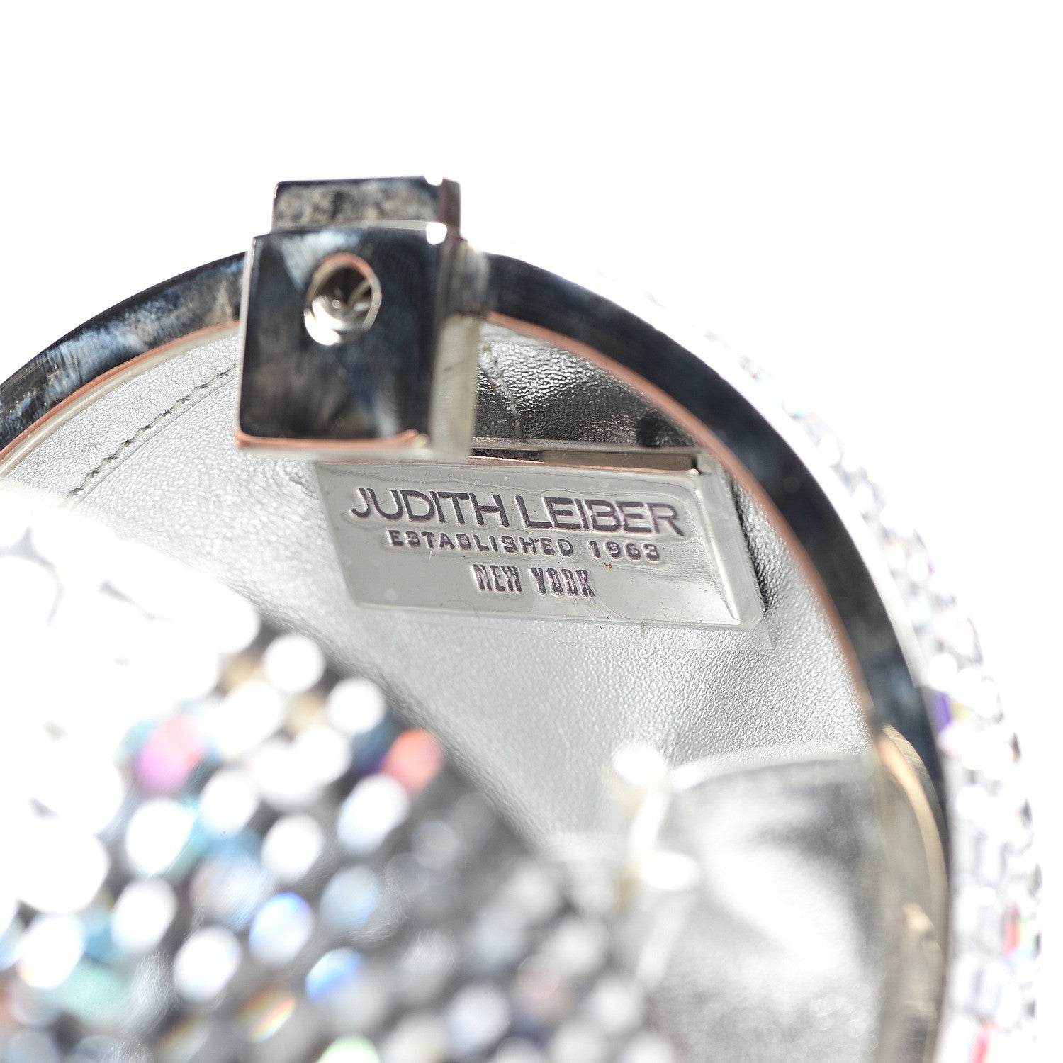 Judith Leiber Swarovski Crystal Disco Ball Minaudiere Clutch Silver 5 of 7