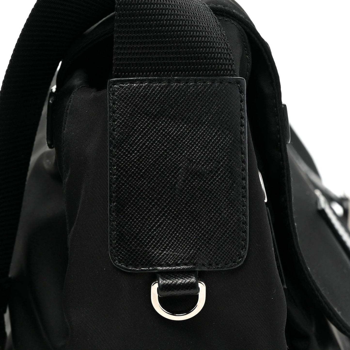 Tessuto Nylon Saffiano Messenger Bag Black