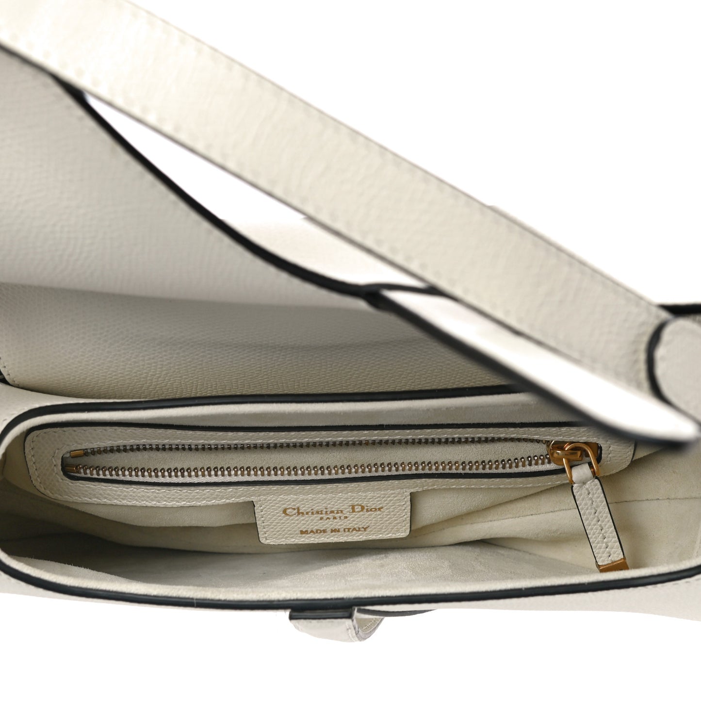 Grained Calfskin Saddle Bag White