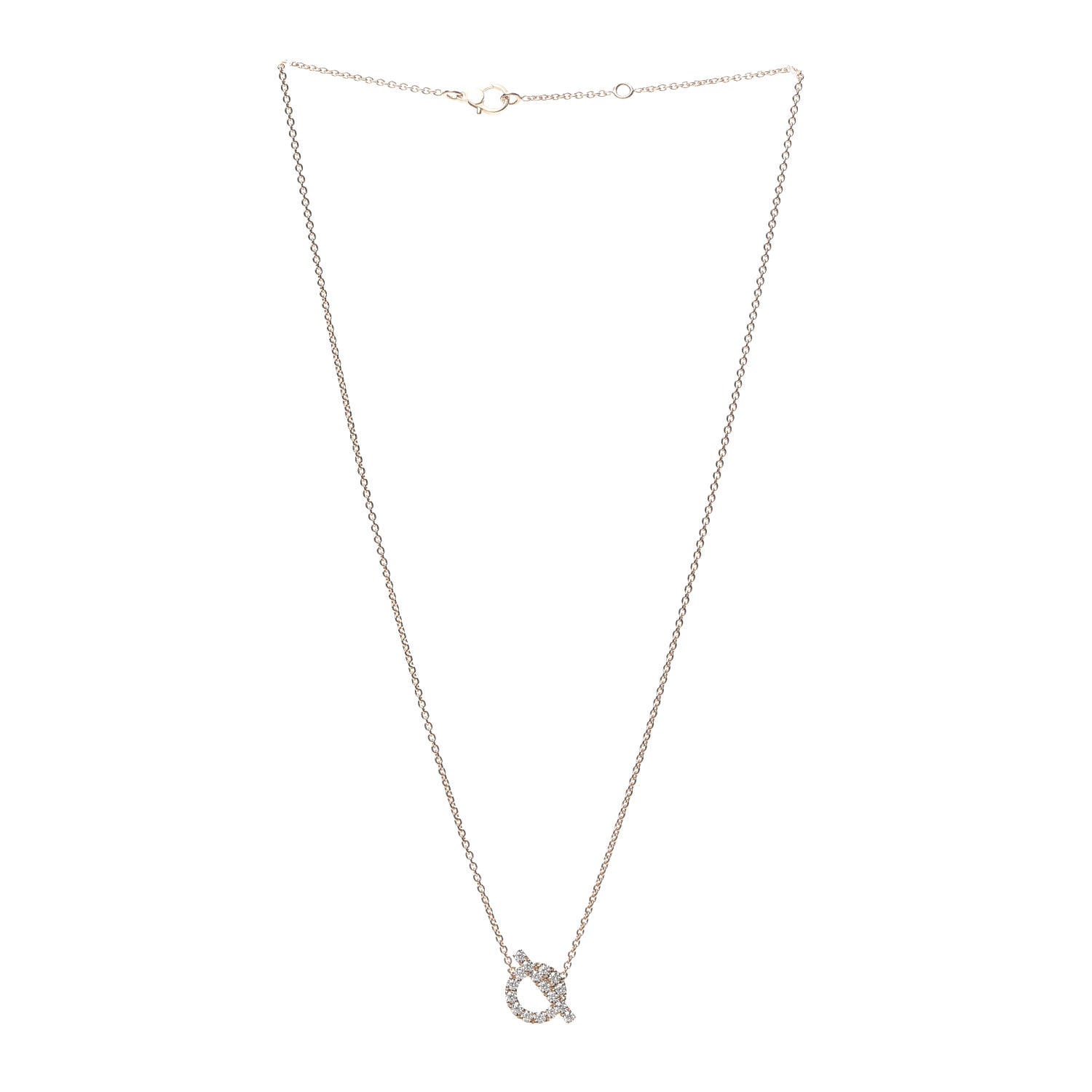 Hermes 18K Rose Gold Diamond Finesse Pendant Necklace 3 of 6