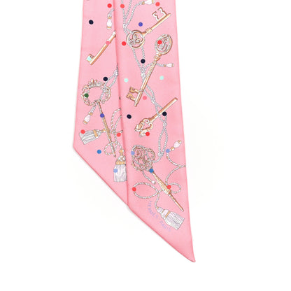 Hermes Silk Les Cles A Pois Twilly Rose Beige Multicolor 3 of 4