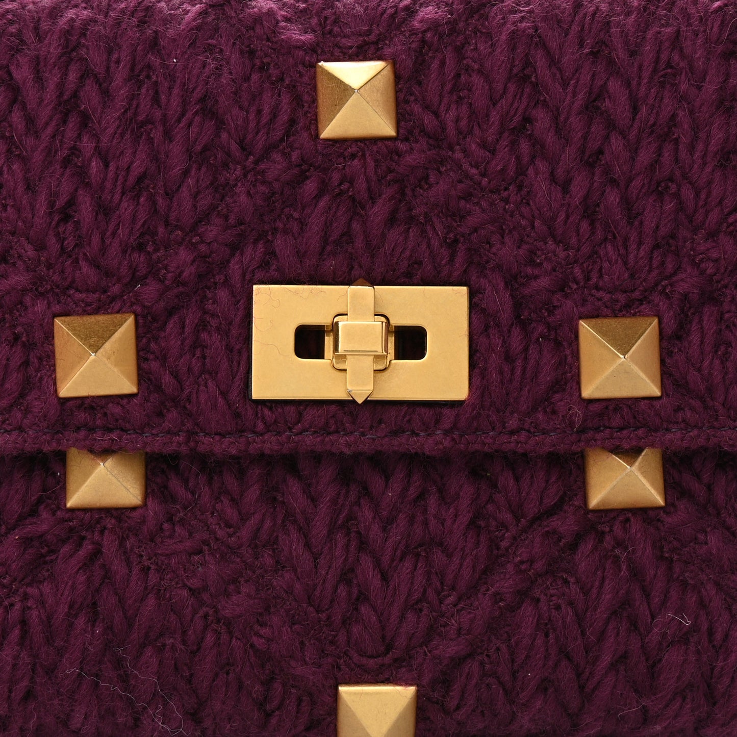 Cashmere Large Roman Stud Shoulder Bag Ripe Plum