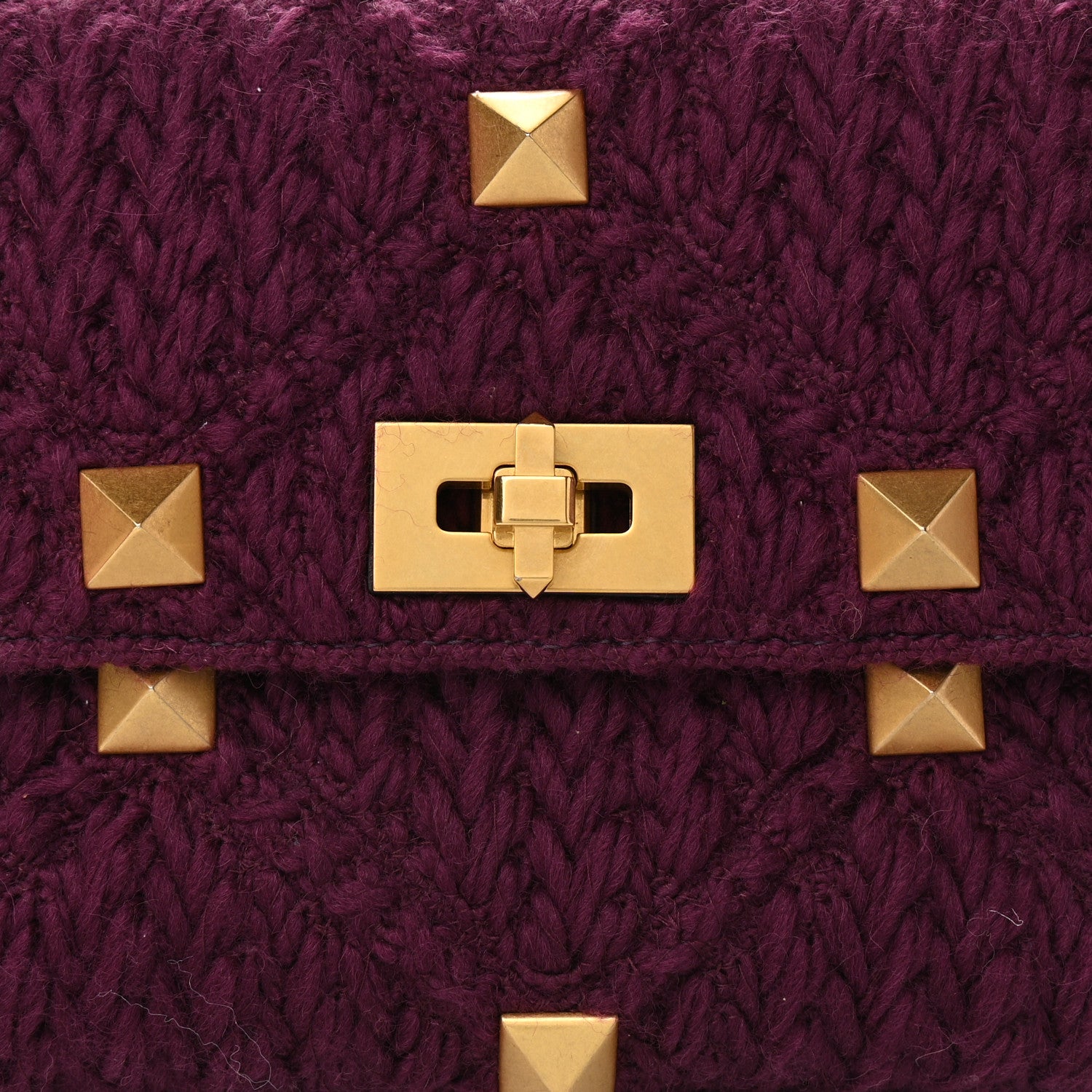 Valentino Garavani Cashmere Large Roman Stud Shoulder Bag Ripe Plum 6 of 9