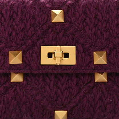 Valentino Garavani Cashmere Large Roman Stud Shoulder Bag Ripe Plum 6 of 9