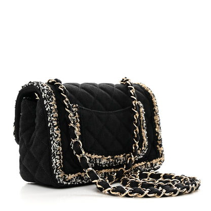 Chanel Denim Braided Mini Rectangular Flap Bag Black Gold 3 of 11