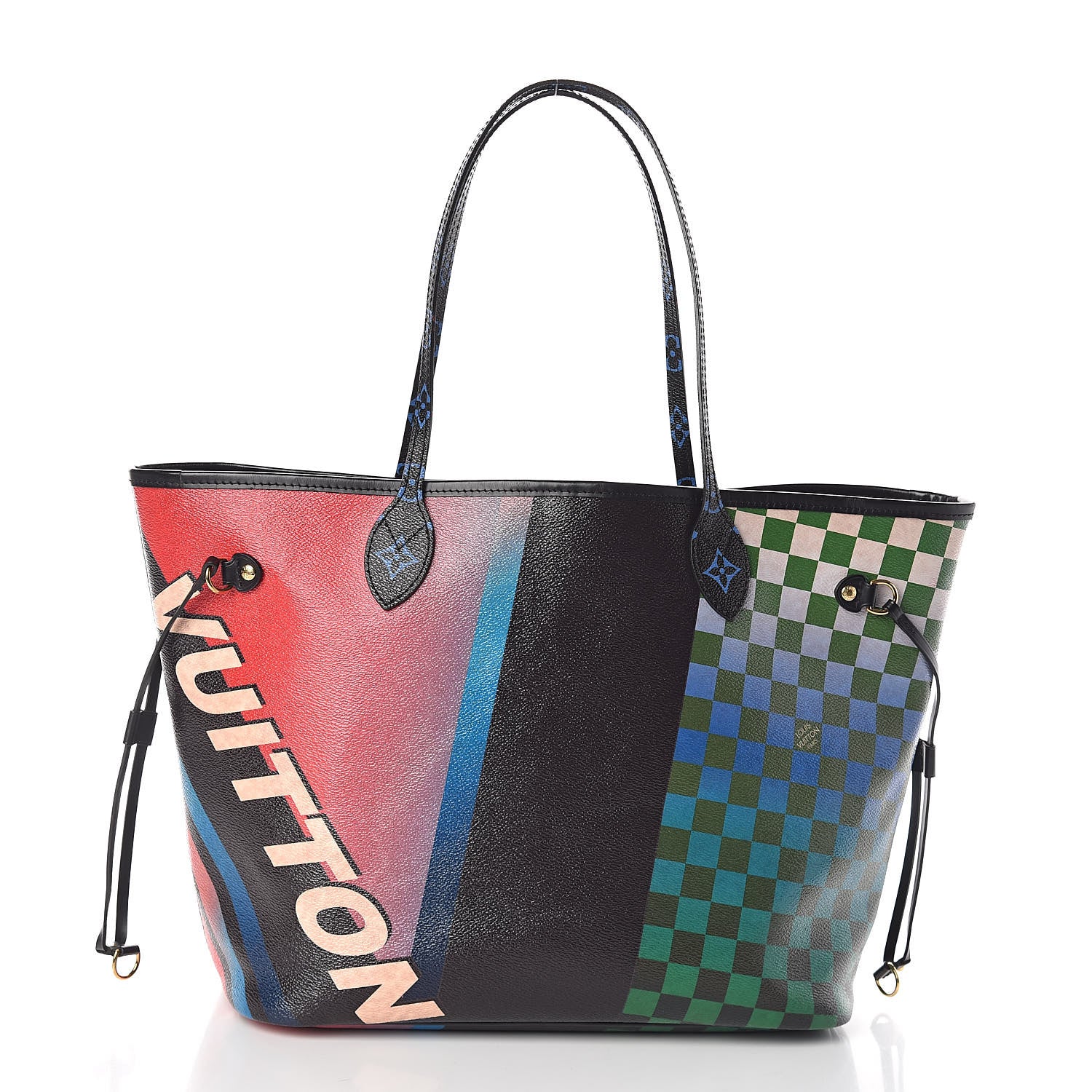 Louis Vuitton Damier Race Neverfull MM Noir Rouge 3 of 10