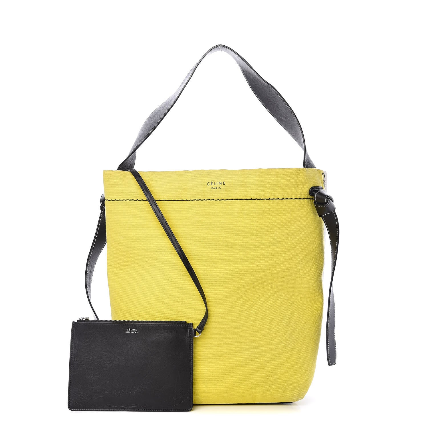 Celine Canvas Small Twisted Cabas Yellow Natural 1 of 17