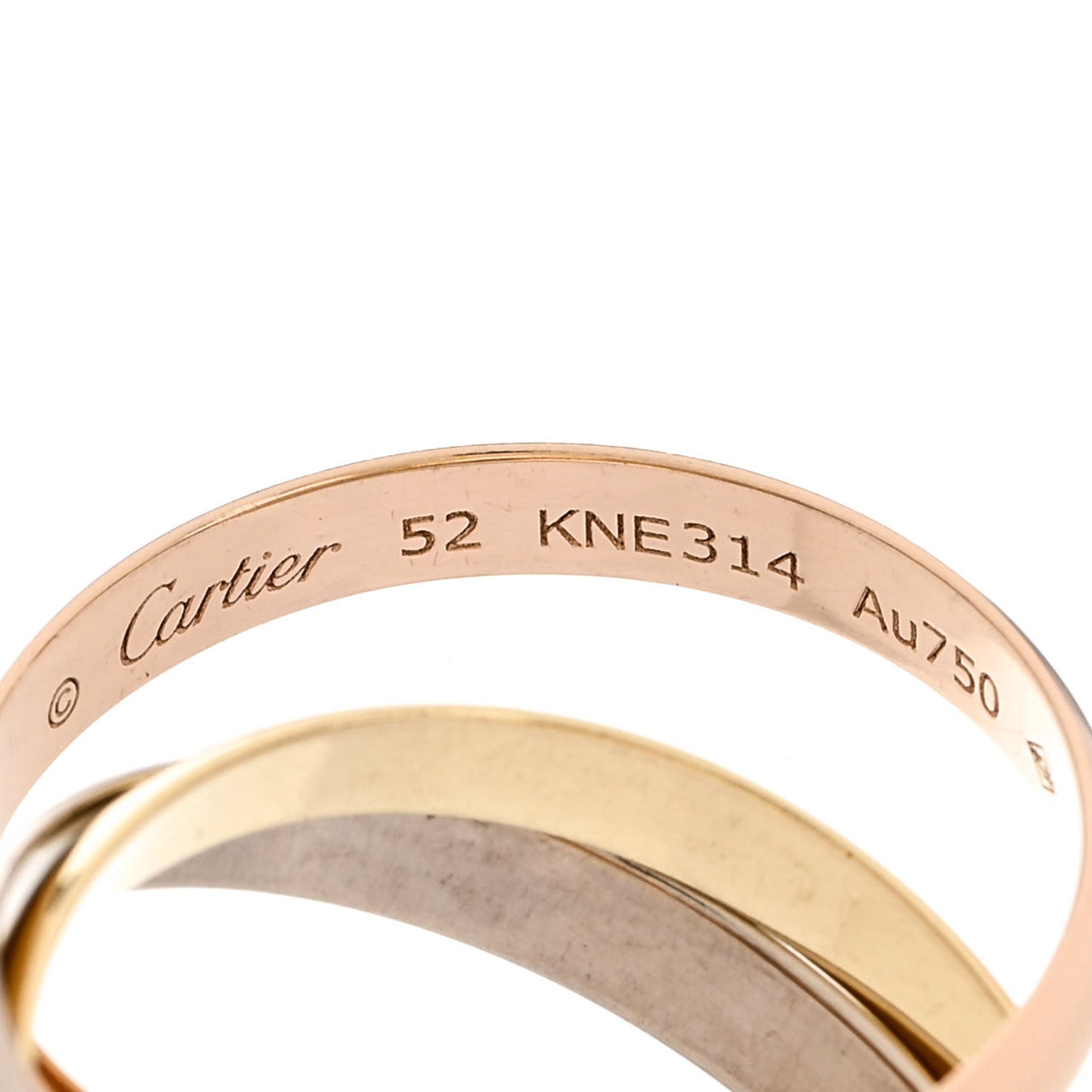 18K Pink Yellow White Gold Small Trinity Ring 52 6