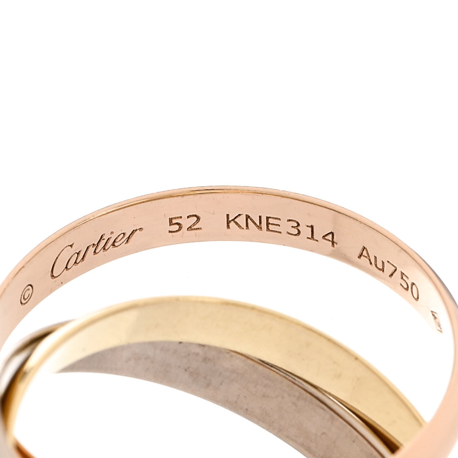 Cartier 18K Pink Yellow White Gold Small Trinity Ring 52 6 4 of 5