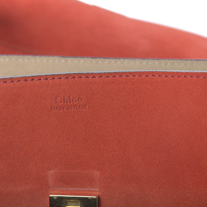 Chloe Suede Smooth Calfskin Drew Shoulder Bag Plaid Red Black 7 of 8