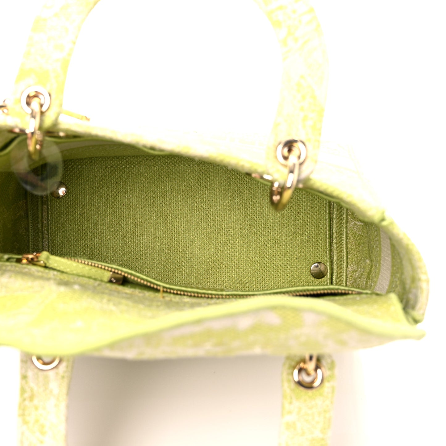Canvas Toile De Jouy Reverse Embroidered Medium Lady D-Lite Green