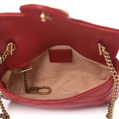 Gucci Calfskin Matelasse Super Mini GG Marmont Shoulder Bag Hibiscus Red 4 of 11