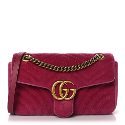 Gucci Velvet Matelasse Small GG Marmont Shoulder Bag Light Raspberry Rose 1 of 11