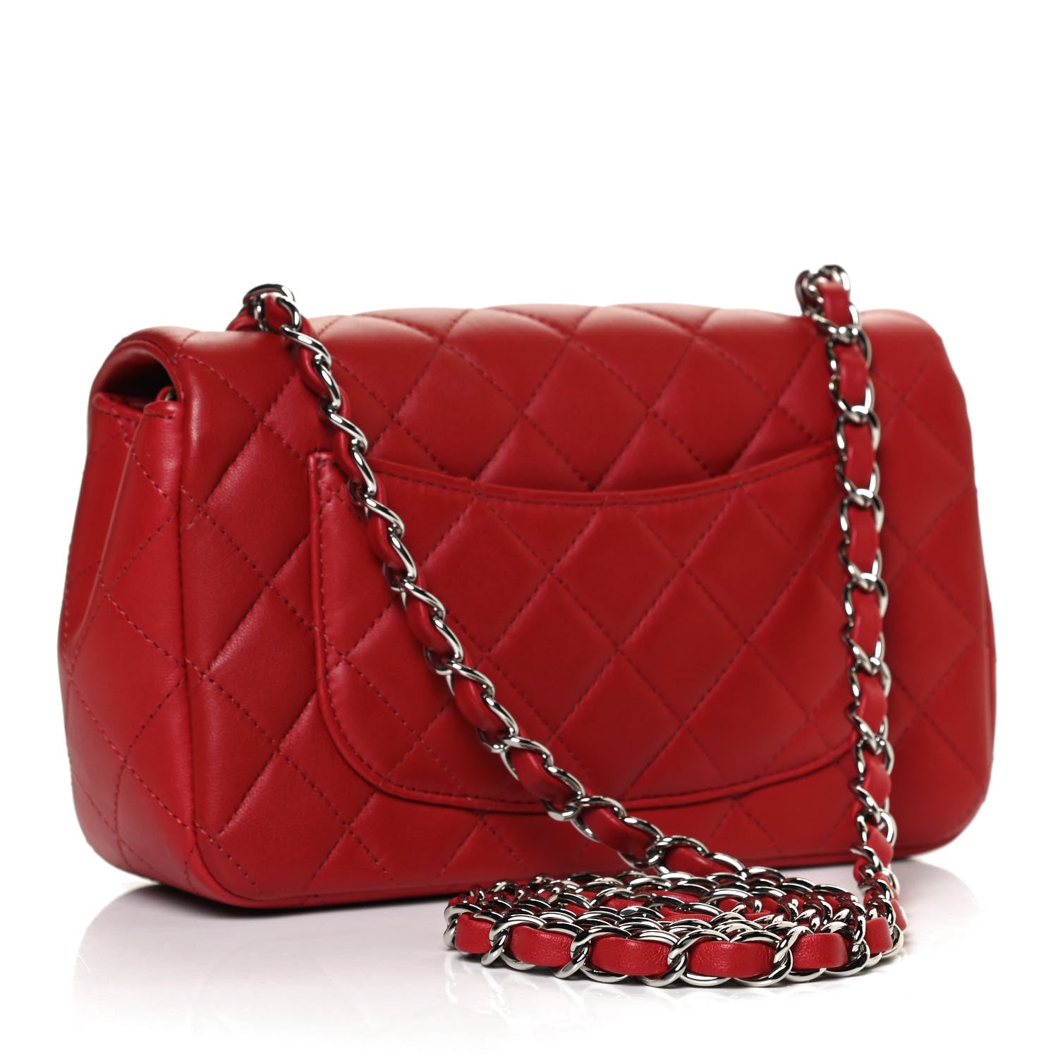 Chanel Lambskin Quilted Mini Rectangular Flap Red 3 of 11