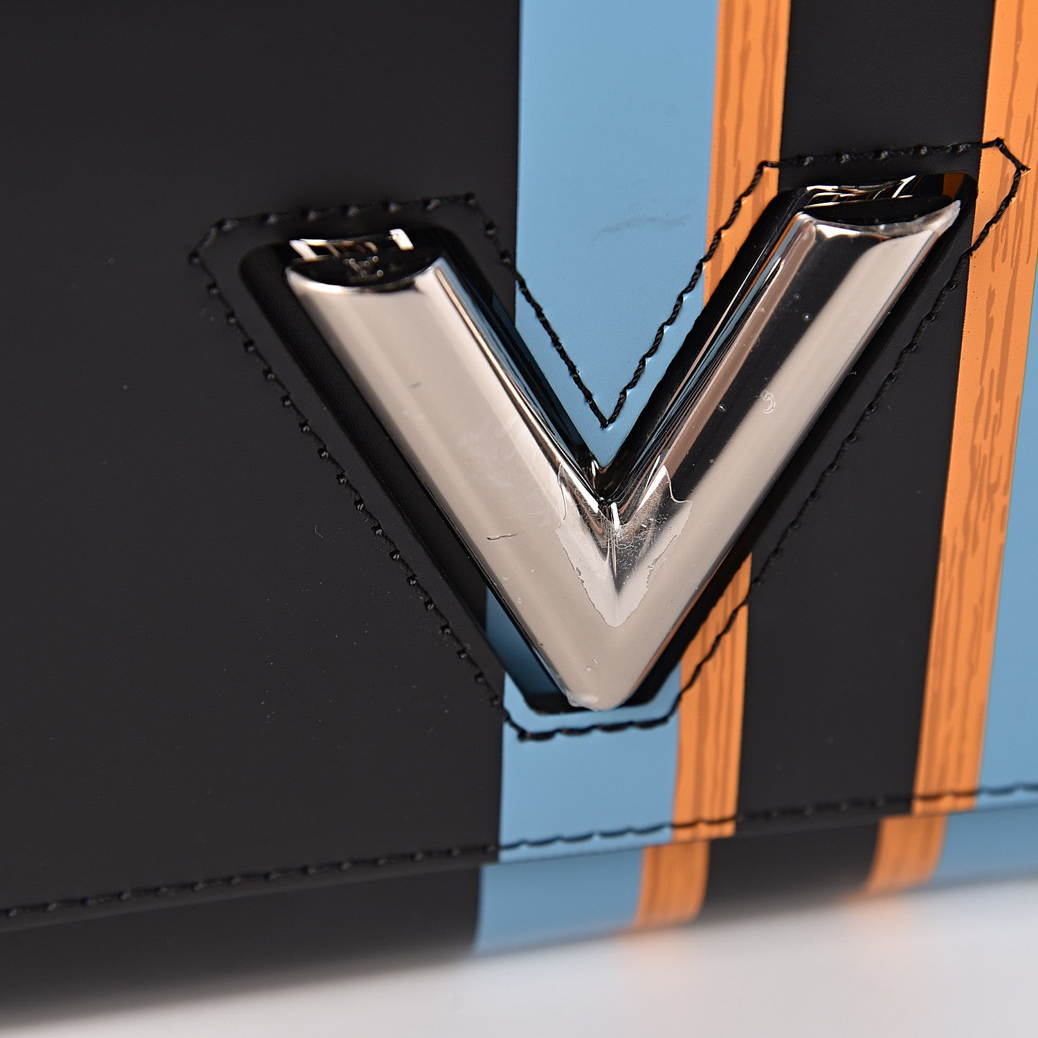 Louis Vuitton Calfskin Monogram Twist Shoulder Bag MM Blue 8 of 13