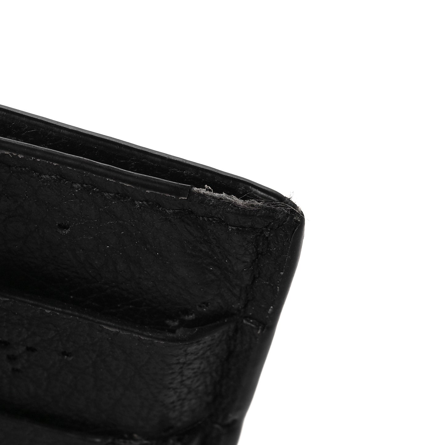 Calfskin Logo Perforated Cash Card Holder Black