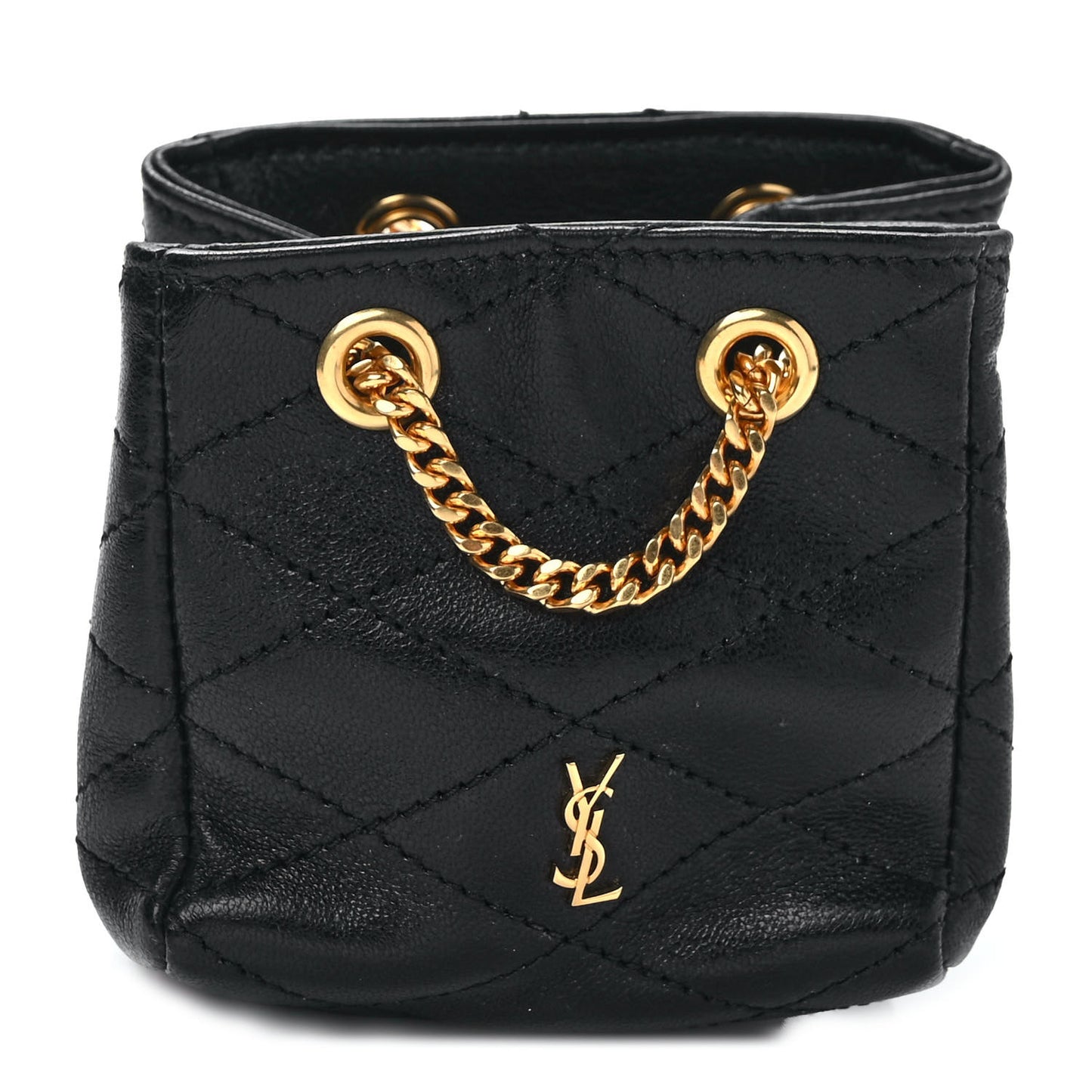 Lambskin Quilted Baby Bucket Bag Black
