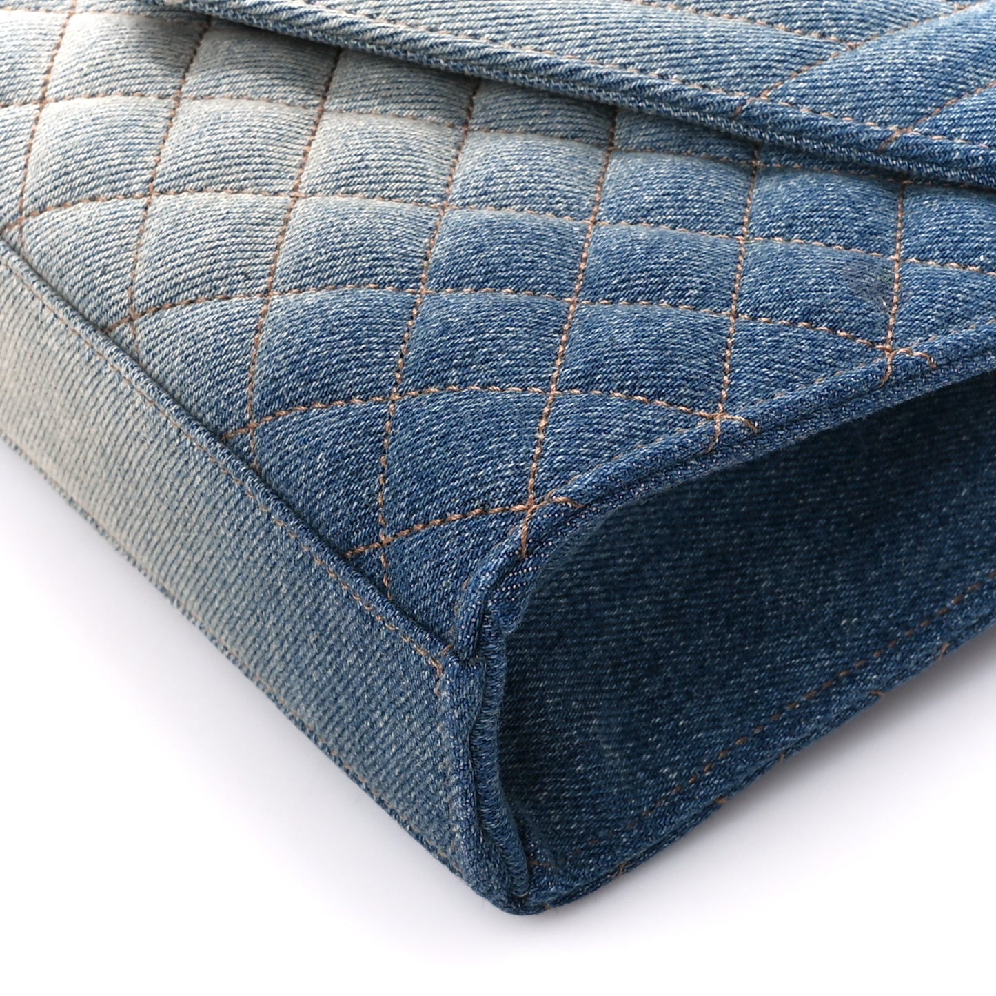 Denim Mixed Matelasse Triquilt Medium Monogram Envelope Satchel Blue