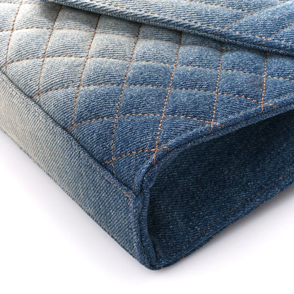 Saint Laurent Denim Mixed Matelasse Triquilt Medium Monogram Envelope Satchel Blue 10 of 10