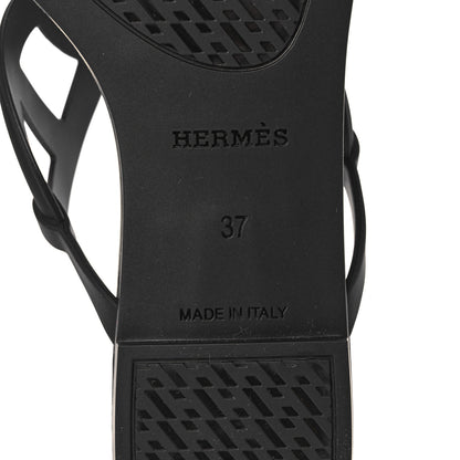Hermes Rubber Womens Egerie Sandals 37 Black 6 of 9
