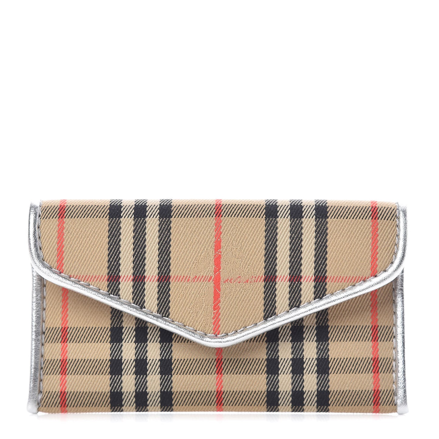 Smooth Calfskin 1983 Knight Check Envelope Card Case Silver
