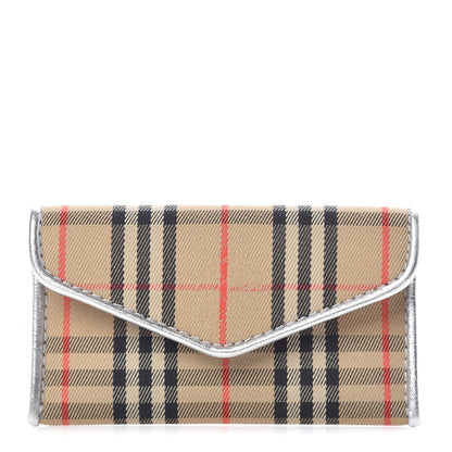 Burberry Smooth Calfskin 1983 Knight Check Envelope Card Case Silver 1 of 7